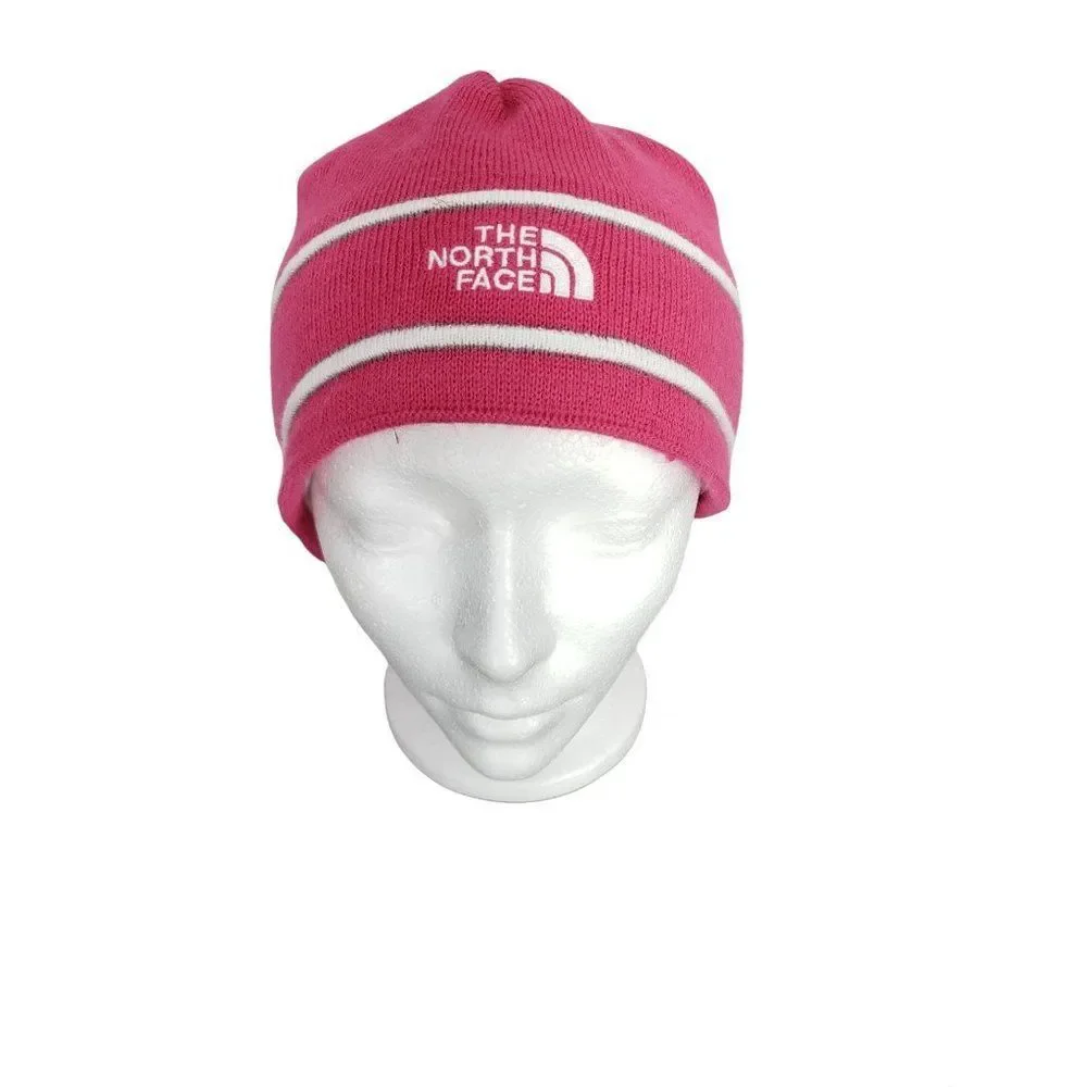 The North Face Girls Youth Junior Medium Pink‎ Logo Beanie Hat